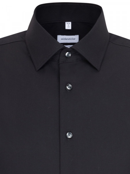SEIDENSTICKER Tailored Fit Skjorte Sort Business Kent Popeline - Visning 2