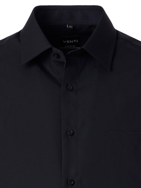 VENTI Comfort Fit Skjorte Sort Kent Popeline - Visning 1