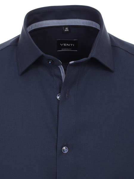 VENTI Regular Fit Skjorte Mørkeblå Kent Struktur - Visning 1