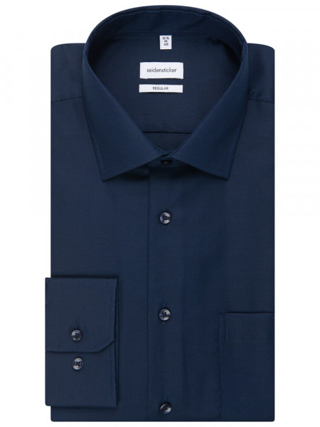SEIDENSTICKER Regular Fit Skjorte Marine Business Kent Struktur - Visning 4