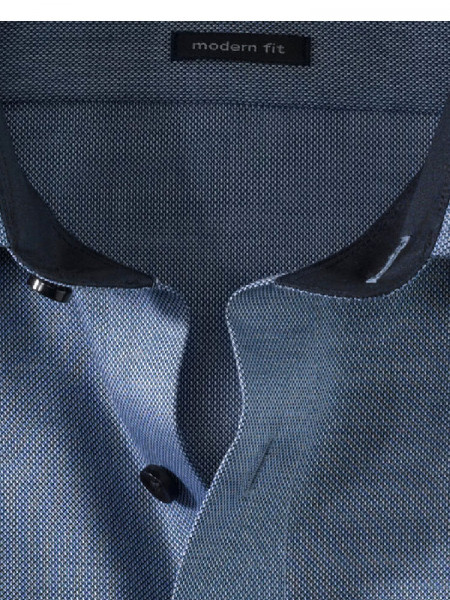 OLYMP Regular Fit Skjorte Mørkeblå Global Kent Struktur - Visning 1