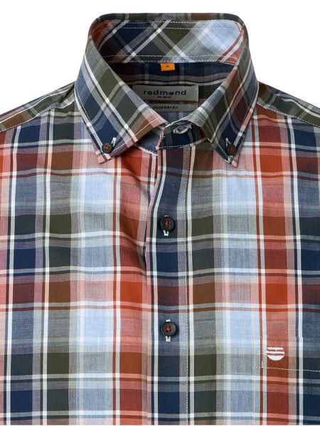 REDMOND Comfort Fit Skjorte Rød Button-Down Hyperflex Dobby - Visning 1