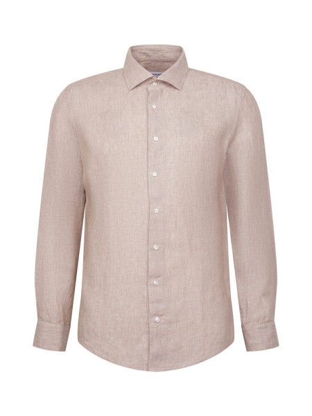 SEIDENSTICKER Slim Fit Skjorte Lys brun New Kent Leinen