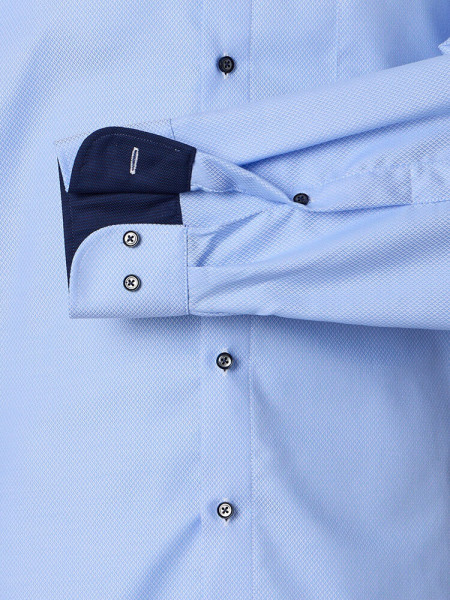 VENTI Comfort Fit Skjorte Lyseblå Button-Down Struktur - Visning 2