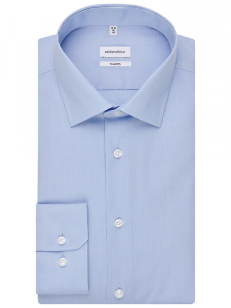 SEIDENSTICKER Tailored Fit Skjorte Lyseblå Business Kent Fil à Fil - Visning 4
