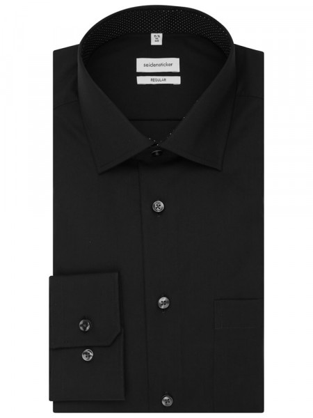 SEIDENSTICKER Regular Fit Skjorte Sort Business Kent Popeline - Visning 4