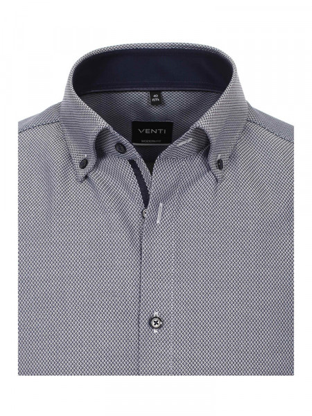 VENTI Regular Fit Skjorte Mørkeblå Button-Down Dobby - Visning 1
