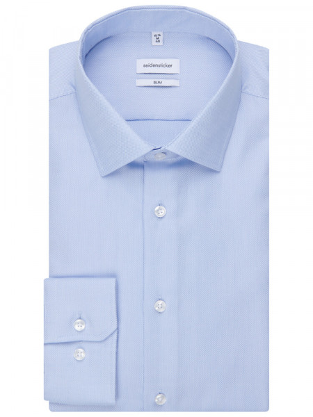 SEIDENSTICKER Slim Fit Skjorte Lyseblå Business Kent Struktur - Visning 4