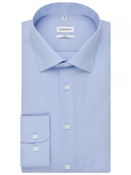 SEIDENSTICKER Slim Fit Skjorte Lyseblå Business Kent Fil à Fil - Visning 4