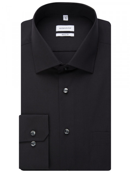 SEIDENSTICKER Regular Fit Skjorte Sort Business Kent Popeline - Visning 4
