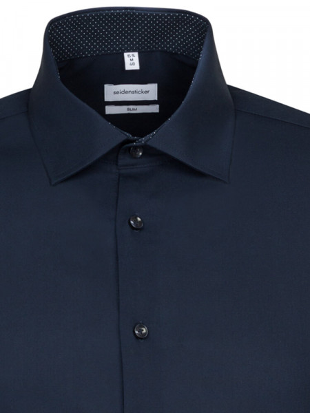 SEIDENSTICKER Slim Fit Skjorte Marine Business Kent Popeline - Visning 2