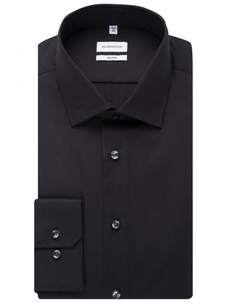 SEIDENSTICKER Tailored Fit Skjorte Sort Business Kent Popeline - Visning 4