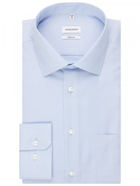 SEIDENSTICKER Regular Fit Skjorte Lyseblå Business Kent Struktur - Visning 4