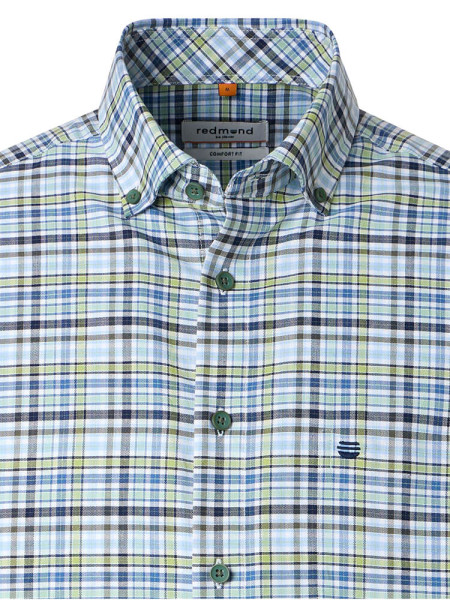 REDMOND Comfort Fit Skjorte Grøn Button-Down Fein Oxford - Visning 1