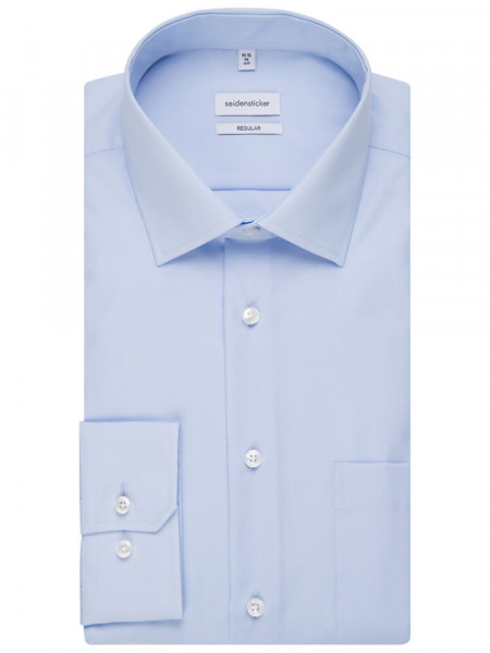 SEIDENSTICKER Regular Fit Skjorte Lyseblå Business Kent Popeline - Visning 4