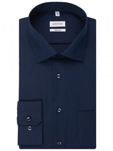 SEIDENSTICKER Regular Fit Skjorte Marine Business Kent Popeline - Visning 4