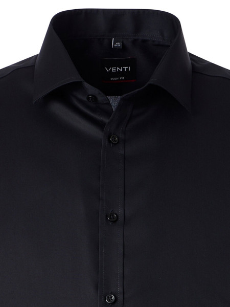 VENTI Slim Fit Skjorte Sort Kent Popeline - Visning 1