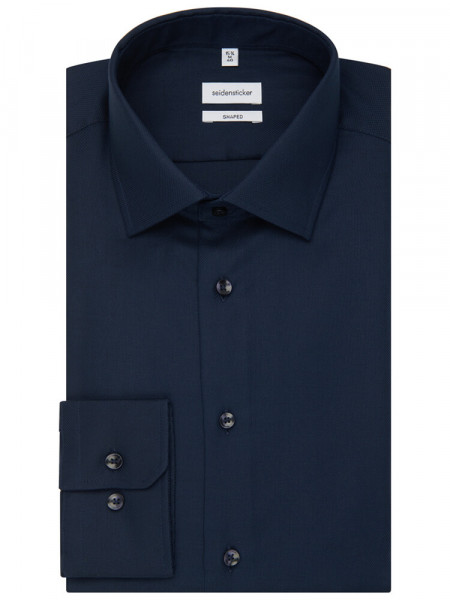 SEIDENSTICKER Tailored Fit Skjorte Mørkeblå Business Kent Struktur - Visning 4