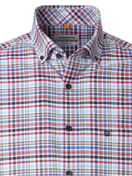 REDMOND Comfort Fit Skjorte Rød Button-Down Fein Oxford - Visning 1
