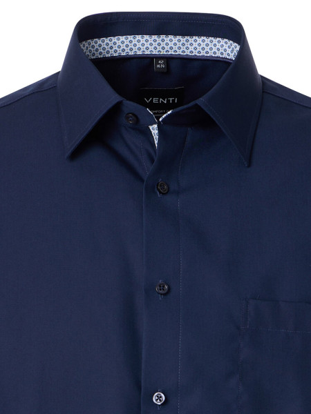 VENTI Comfort Fit Skjorte Mørkeblå Kent Popeline - Visning 1