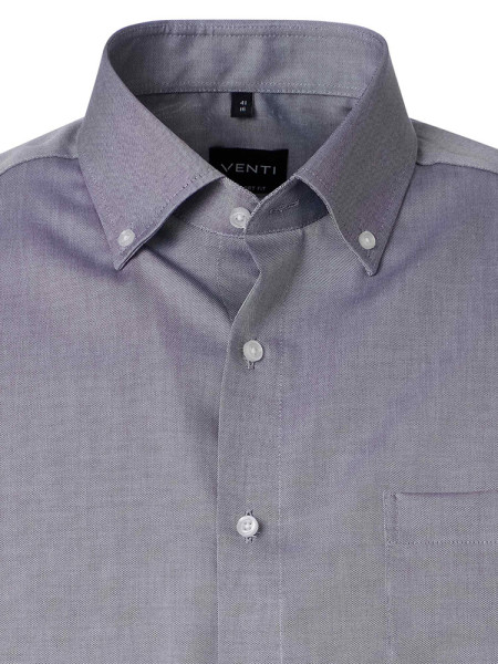 VENTI Comfort Fit Skjorte Røgblå Button-Down Fein Oxford - Visning 1