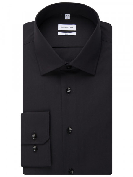SEIDENSTICKER Slim Fit Skjorte Sort Business Kent Popeline - Visning 4