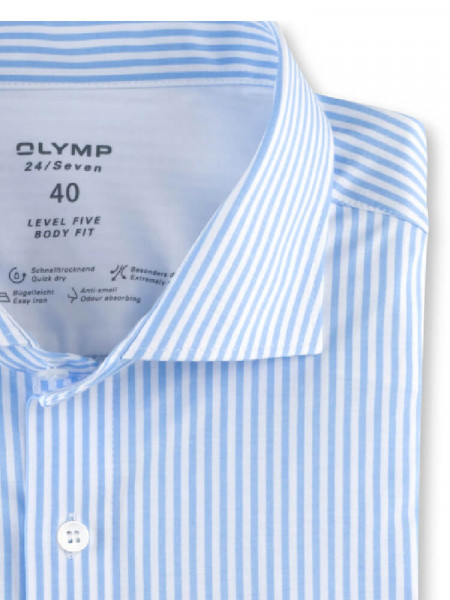 OLYMP Slim Fit Skjorte Mørkeblå Kent Jersey