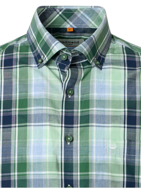 REDMOND Comfort Fit Skjorte Grøn Button-Down Hyperflex Dobby - Visning 1