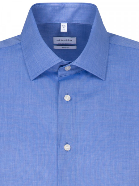 SEIDENSTICKER Tailored Fit Skjorte Medium blå Business Kent Fil à Fil - Visning 2