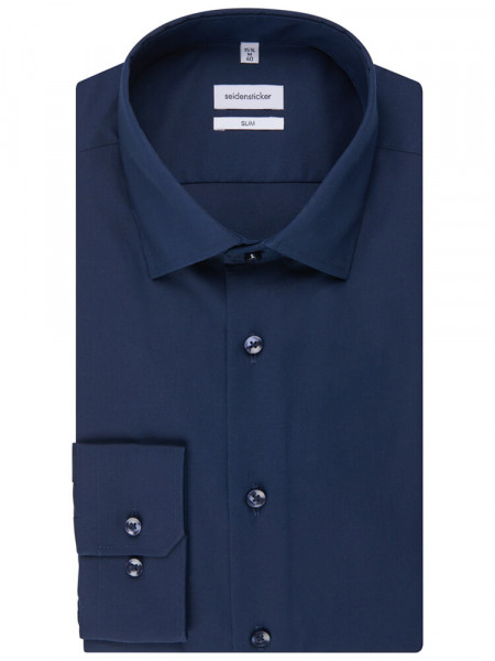 SEIDENSTICKER Slim Fit Skjorte Marine Business Kent Popeline - Visning 4