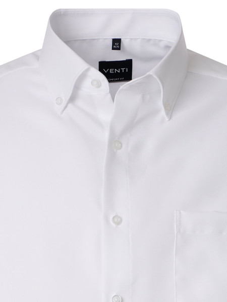 VENTI Comfort Fit Skjorte Hvid Button-Down Fein Oxford - Visning 1