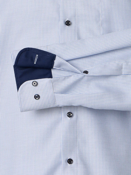 VENTI Comfort Fit Skjorte Lyseblå Button-Down Struktur - Visning 2