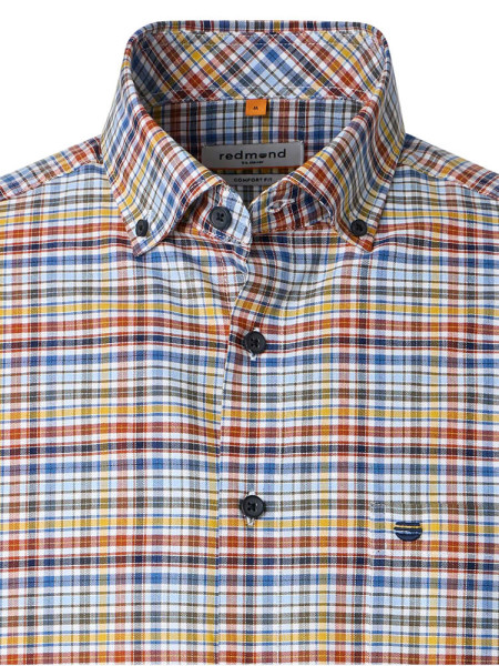 REDMOND Comfort Fit Skjorte Rød Button-Down Fein Oxford - Visning 1