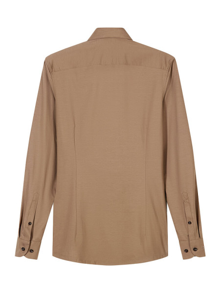 OLYMP Slim Fit Skjorte Lys brun New York Kent Jersey