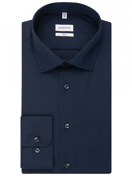 SEIDENSTICKER Slim Fit Skjorte Marine Business Kent Popeline - Visning 4