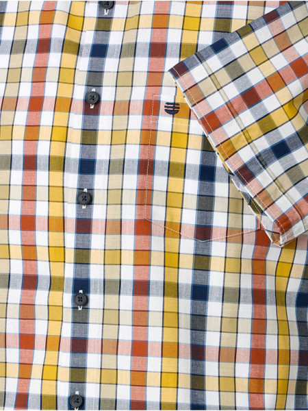 REDMOND Comfort Fit Skjorte Gul Kent Struktur - Visning 2