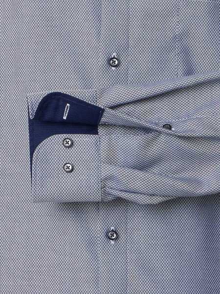 VENTI Comfort Fit Skjorte Mørkeblå Button-Down Struktur - Visning 2