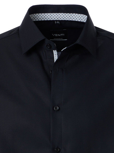 VENTI Comfort Fit Skjorte Sort Kent Popeline - Visning 1
