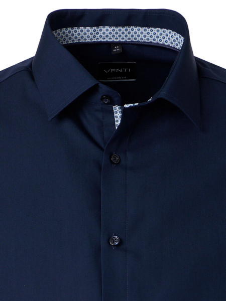 VENTI Regular Fit Skjorte Marine Kent Popeline - Visning 1