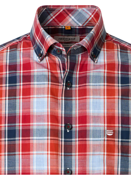 REDMOND Comfort Fit Skjorte Rød Button-Down Hyperflex Dobby - Visning 1
