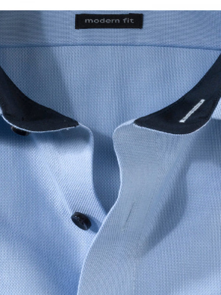 OLYMP Regular Fit Skjorte Lyseblå Global Kent Struktur - Visning 1