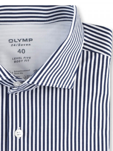OLYMP Slim Fit Skjorte Marine Kent Jersey