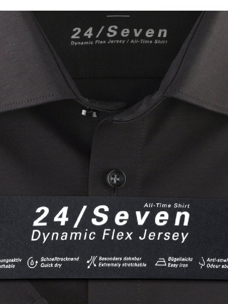 OLYMP Slim Fit Skjorte Sort New York Kent Jersey - Visning 1