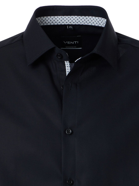 VENTI Regular Fit Skjorte Sort Kent Popeline - Visning 1