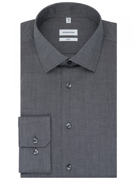 SEIDENSTICKER Slim Fit Skjorte Antracit Business Kent Fil à Fil - Visning 4