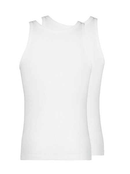 HUBER Regular Fit Hvid Doppelrippenstich